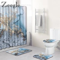 zeegle marble pattern bathroom mat with shower curtain set non slip pedestal rug lid toilet cover bath mat with shower curtain