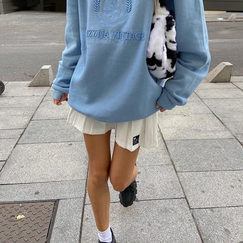 

Casual Sweater Hoodie Women European Style 2021 Winter Fashion Women's Sweatshirt Long-sleeved Letter Embroidery Loose Thin Tops