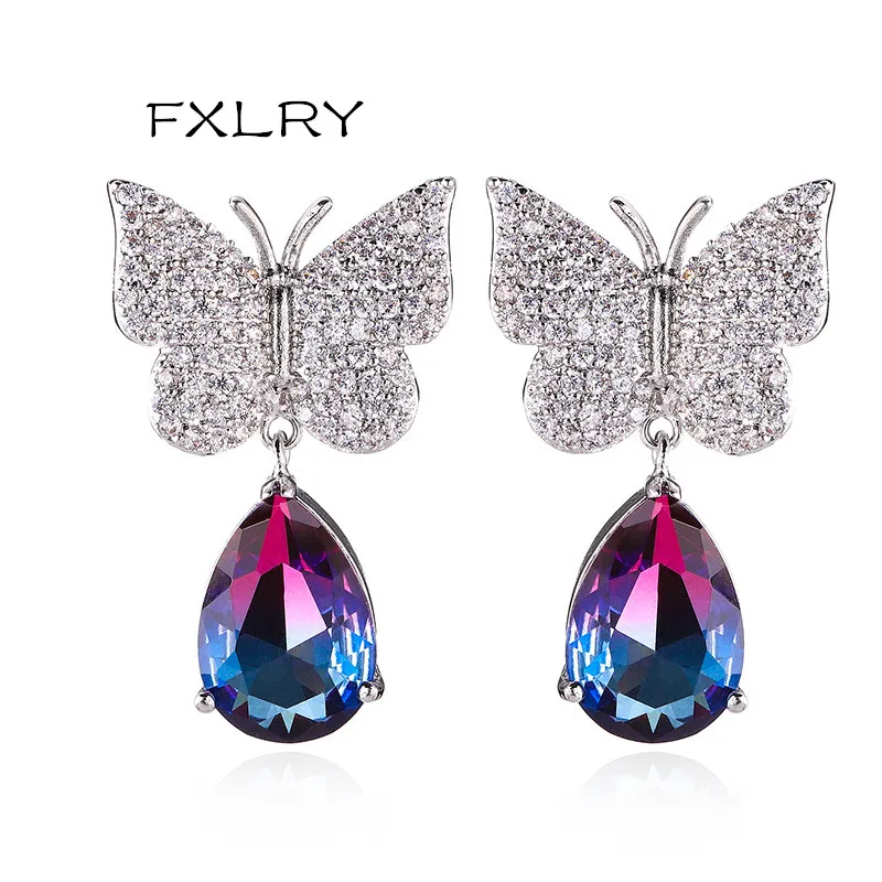 FXLRY Новые Элегантные Необычные кубические циркониевые Серьги невесты с милыми