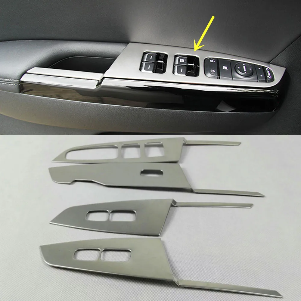 

Для Kia Sportage KX5 2016 2017 2018 Автомобильная нержавеющая сталь Дверь Окно Стекло Интерьер Панель подлокотник фоторамка