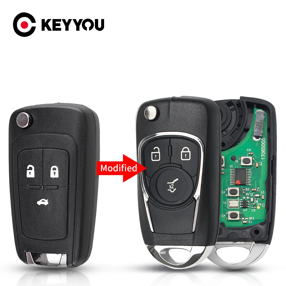 

KEYYOU 315/433MHz Modified Car Remote Key Flip For Opel Vauxhall Astra J Corsa E Insignia Zafira C 2009-2016 2/3/4/5 Buttons New