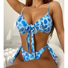 Купальник бикини MYTENG женский с принтом бабочек, бразильский купальник с чашками пуш-ап, пикантный купальный костюм из 2 предметов с перекрестными лямками