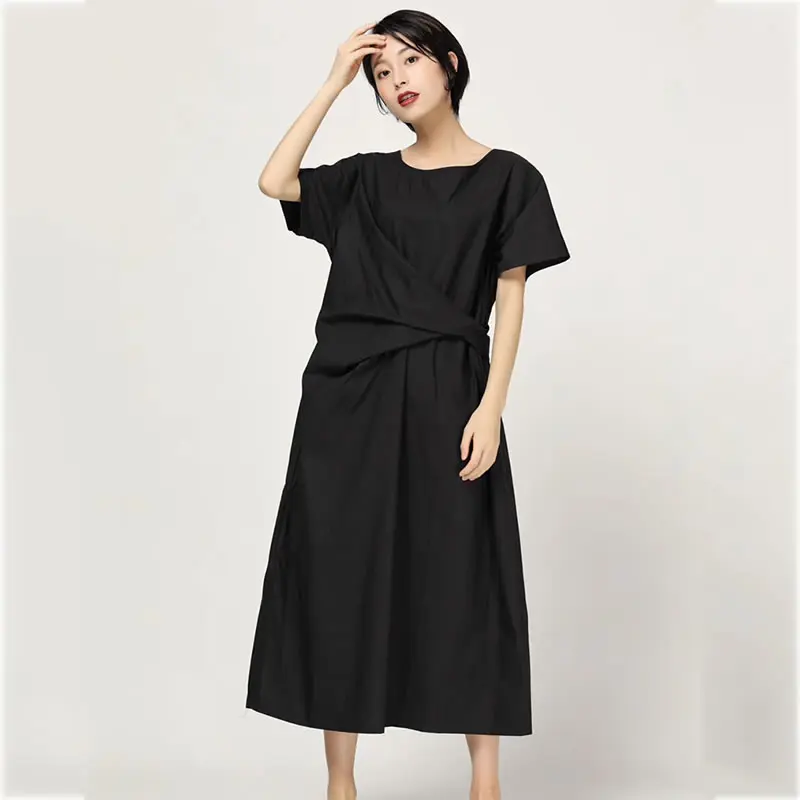 [XITAO] 2019 Новое Европейское повседневное свободное однотонное платье с короткими