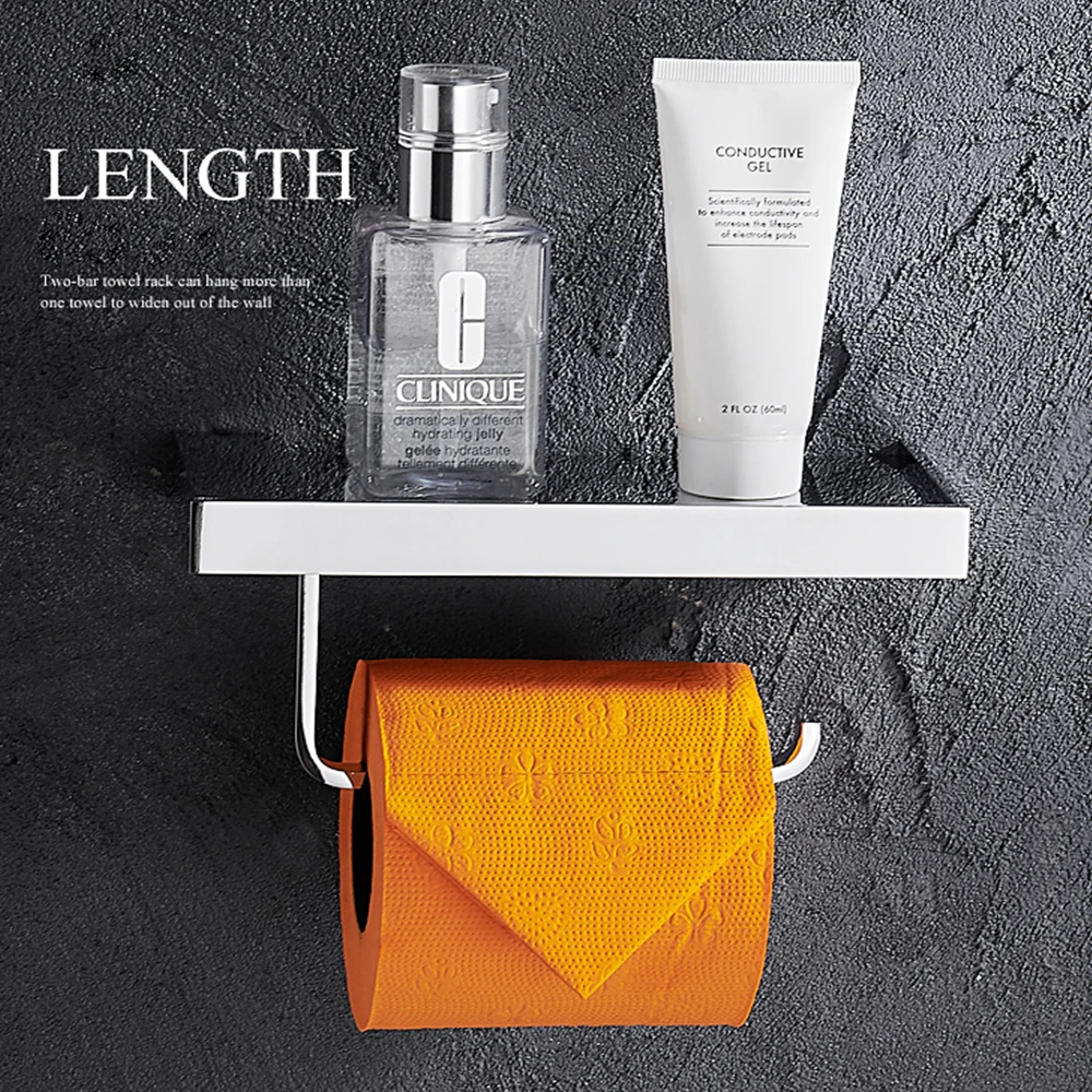 taicute fashion toilet paper holder with phone shelf stainless steel tissue paper roll hanger wall mount wc bathroom accessories free global shipping