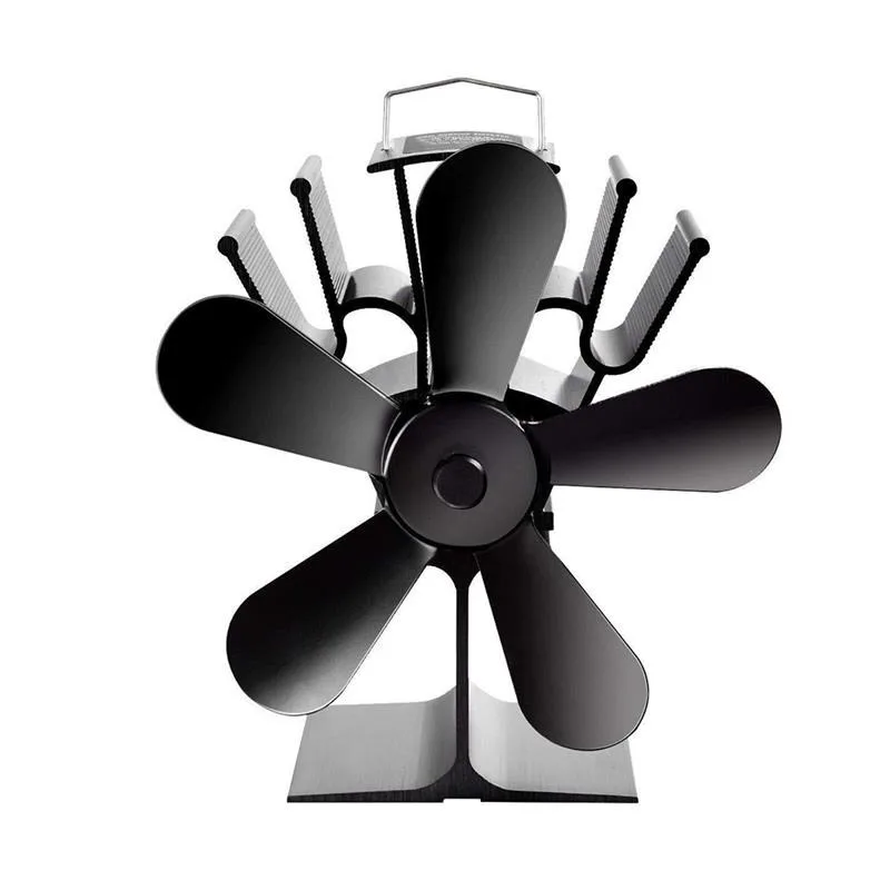 

5-Blades Fireplace Stove Fan Silent Motors Heat Powered Stove Fan with Thermometer for Wood Log Burner Fireplace