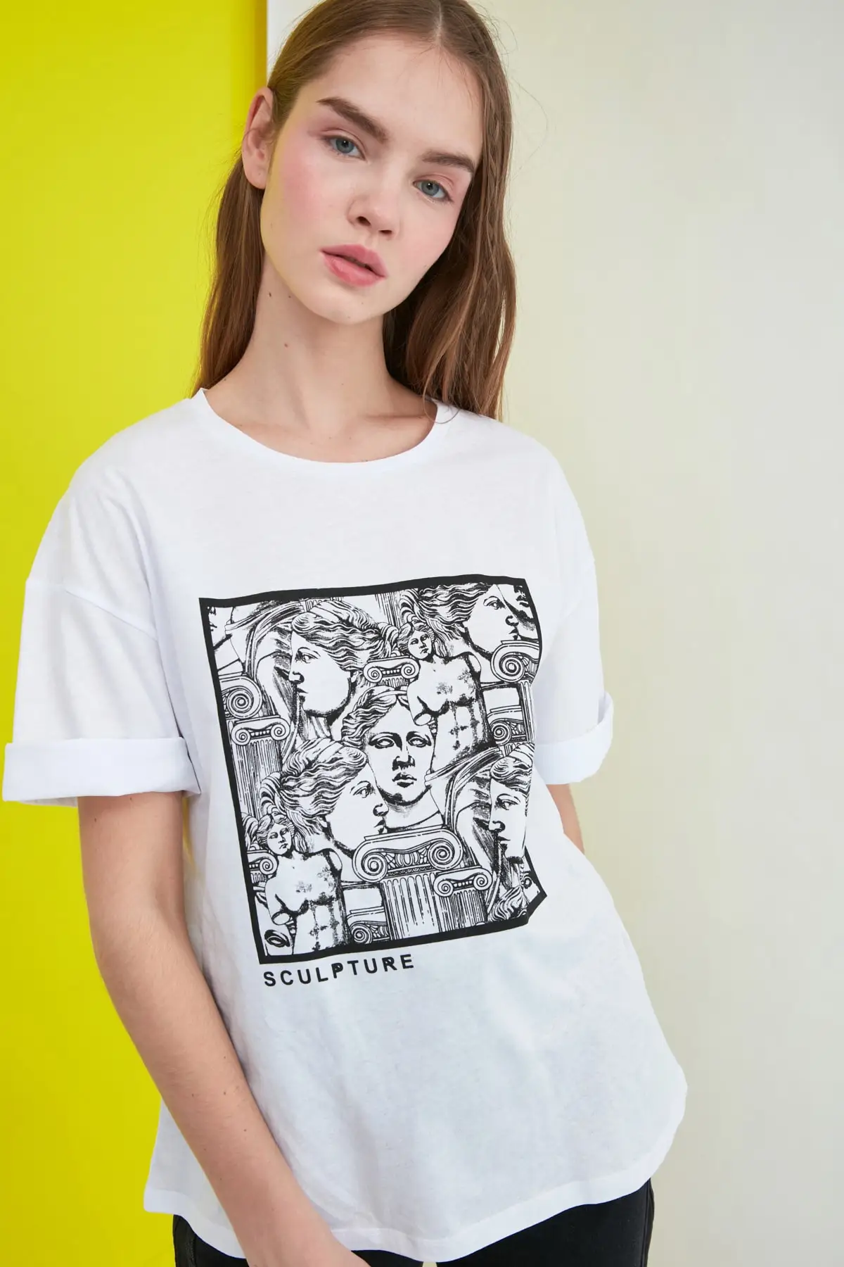 Свободная трикотажная футболка с принтом TWOSS20TS0110 | Женская одежда