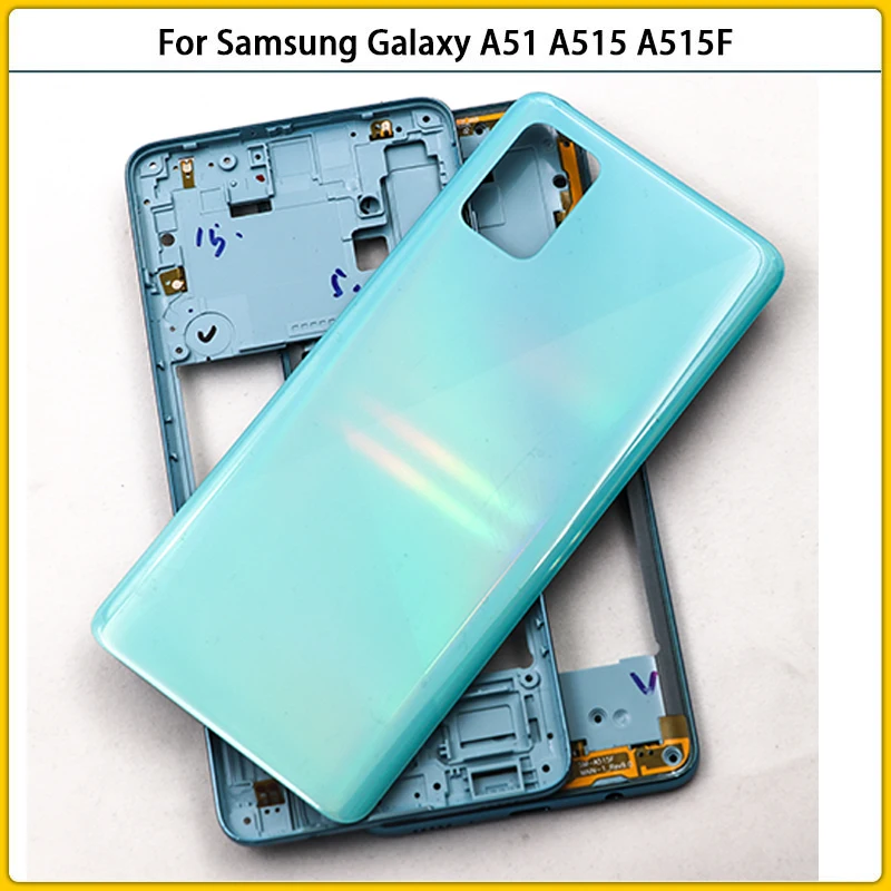 

For Samsung Galaxy A51 A515 A515F A515FN A515X Housing Case Middle Frame Bezel + Battery Back Cover Rear Door + Adhesive Replace