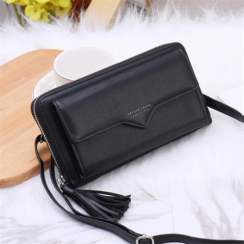 

Fashion Long Shoulder Bag Woman New Designer Female Wallet PU Leather Ladies Coin Purses Card Holder Women Phone Bags