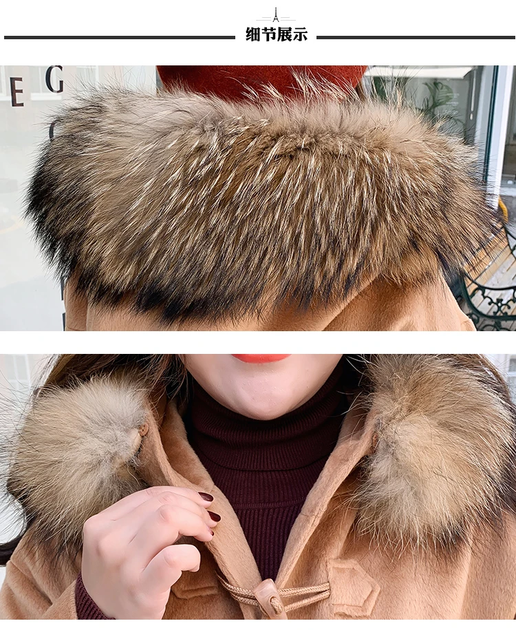 Новые женские пальто, утолщенное шерстяное пальто, зима, плюс Размер 6XL 7XL, Осенний Тренч, верхняя одежда с роговыми пуговицами и меховым воротником