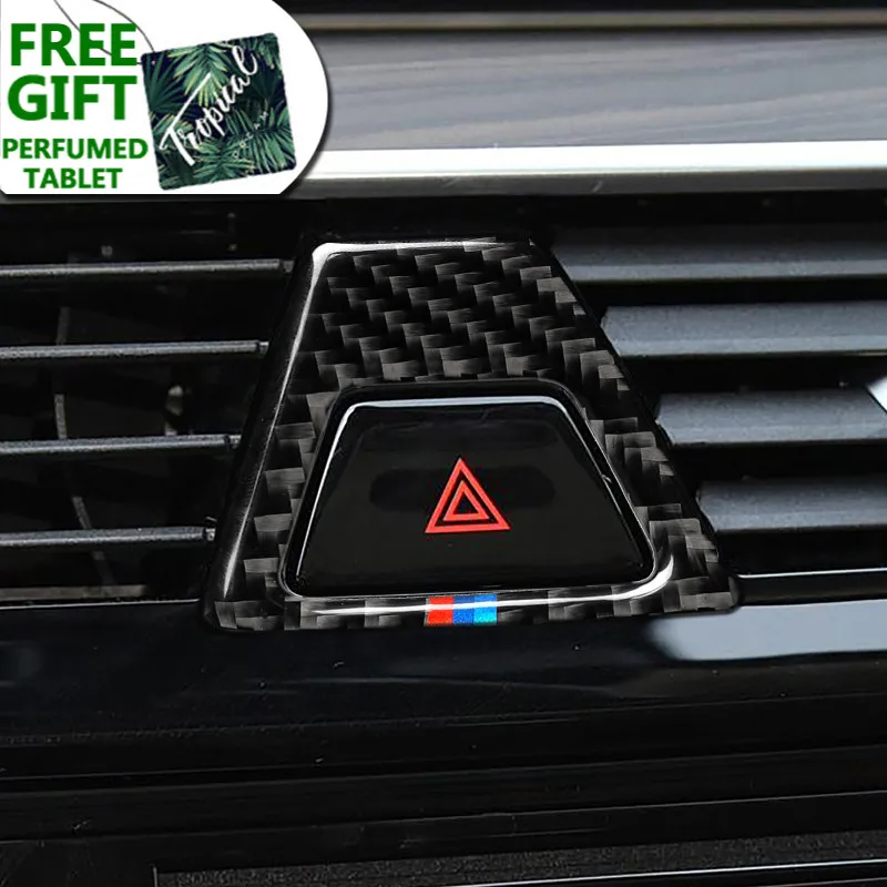 

Аксессуары для интерьера углеродное волокно M Стиль предупреждающий светильник крышки кнопки украшения авто наклейки для BMW 5 серии G30