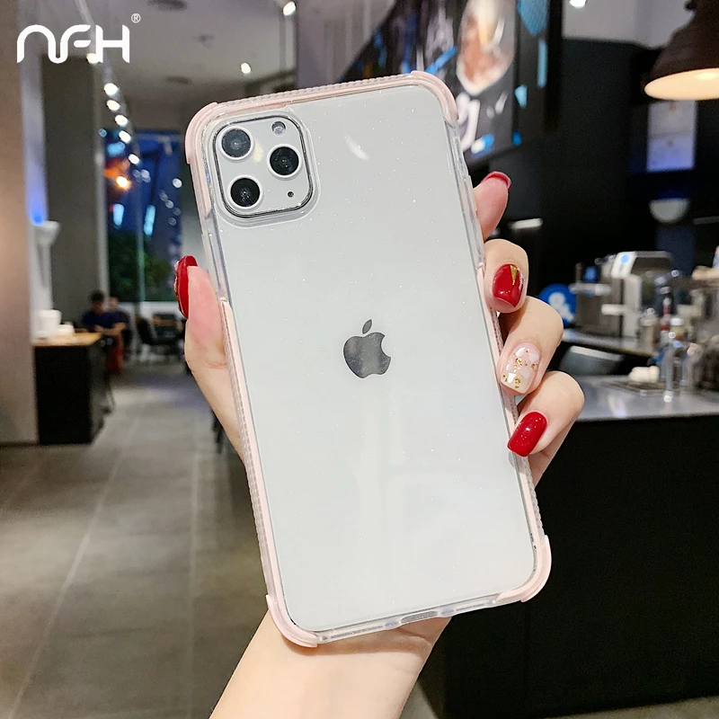 Для iPhone 11 Pro Max роскошный Прозрачный блестящий силиконовый чехол для телефона 6 6S