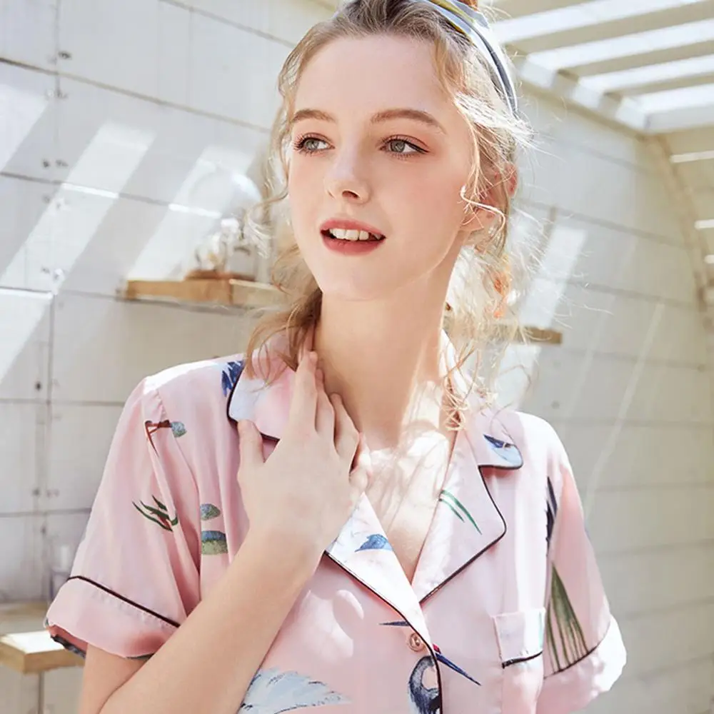 Женская шелковая ночная рубашка с принтом Повседневная Удобная 2019 | одежда