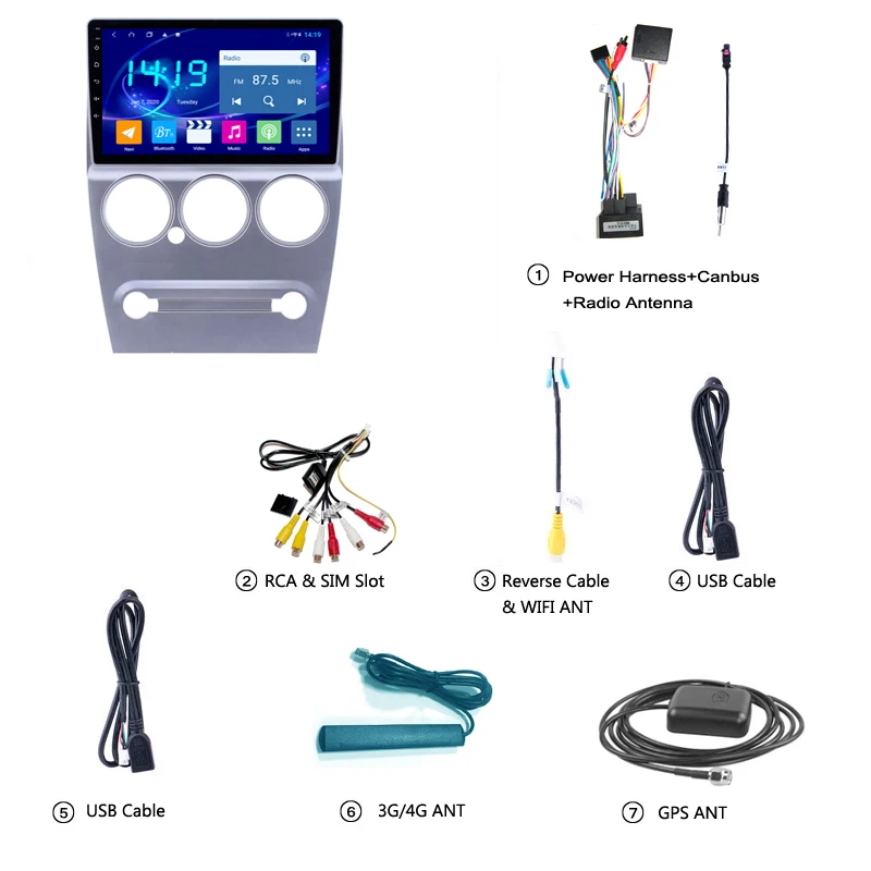 Автомобильный мультимедийный плеер Android 10 8Core 6G + 128G CarPlay DSP радио для Citroen C-Elysee