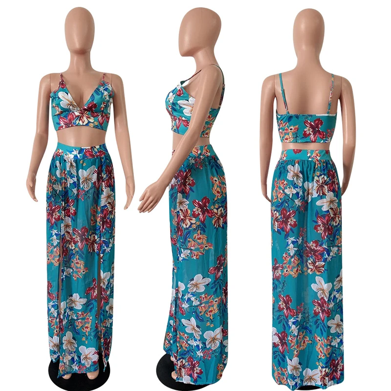 Женский пляжный костюм Adogirl комплект из двух предметов с цветочным принтом