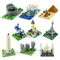 world famous building eiffel tower easter island small building block action figure model educational toys for children kids