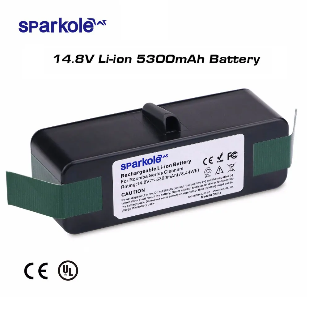 Sparkole 5300 мА/ч, 14,8 в Li-Ion Батарея для iRobot Roomba 500 600 700 800 900 серии 550 560 580 620 630 650 770 780 870 880 980