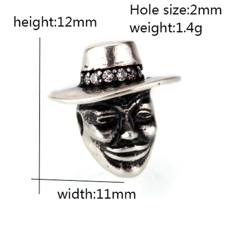 Бусины в виде маски черепа циркониевые медные космические бусины стиле ретро для