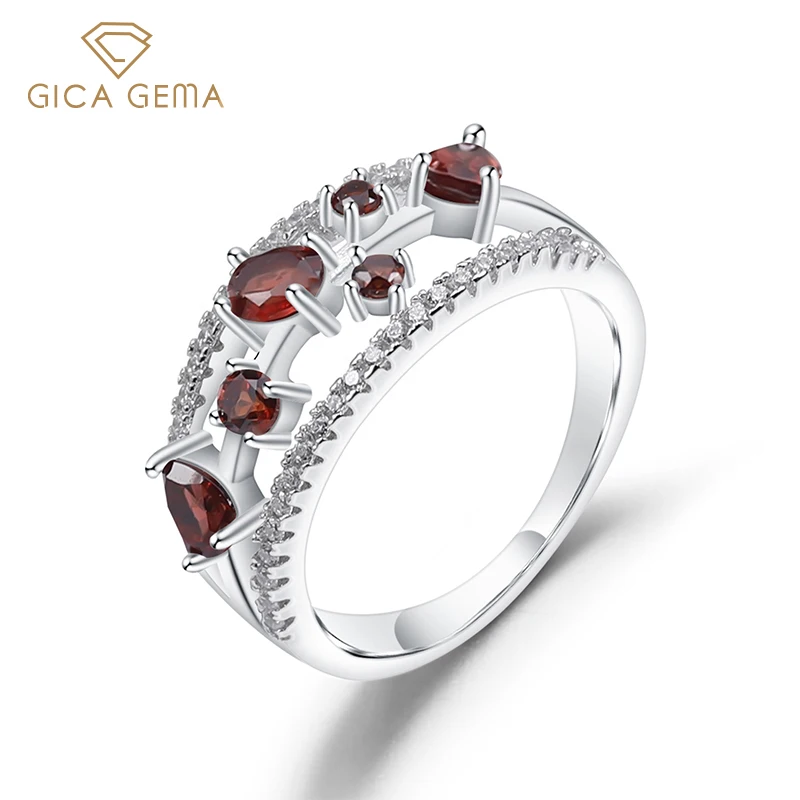 

Кольцо GICA GEMA из серебра 925 пробы, с натуральным гранатом