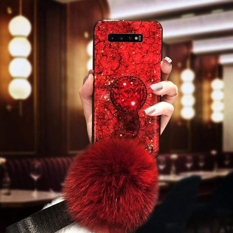 Чехол из эпоксидной золотой фольги с драгоценным камнем для Samsung Galaxy S10 Lite S9 S8 Plus S7