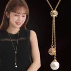 Модные милые Подвески BYSPT с имитацией жемчуга и шариками, дешевые женские длинные цепочки