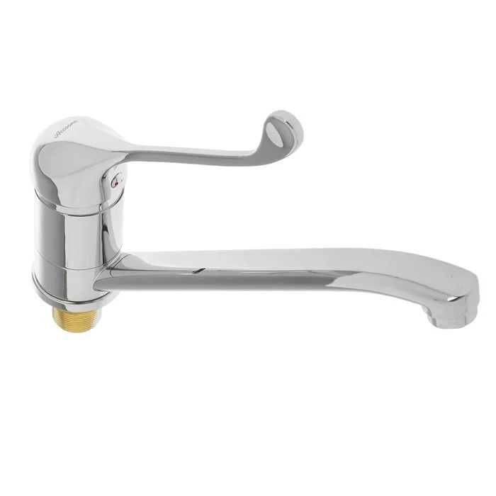 Смеситель для кухни Accoona A4141 с хирургической ручкой гайкой силумин хром