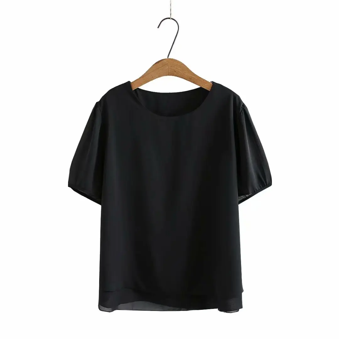

Plus size O neck chiffon women tshirts 2021 new summer casual ladies short sleeve t shirts female tops white black t-shirts