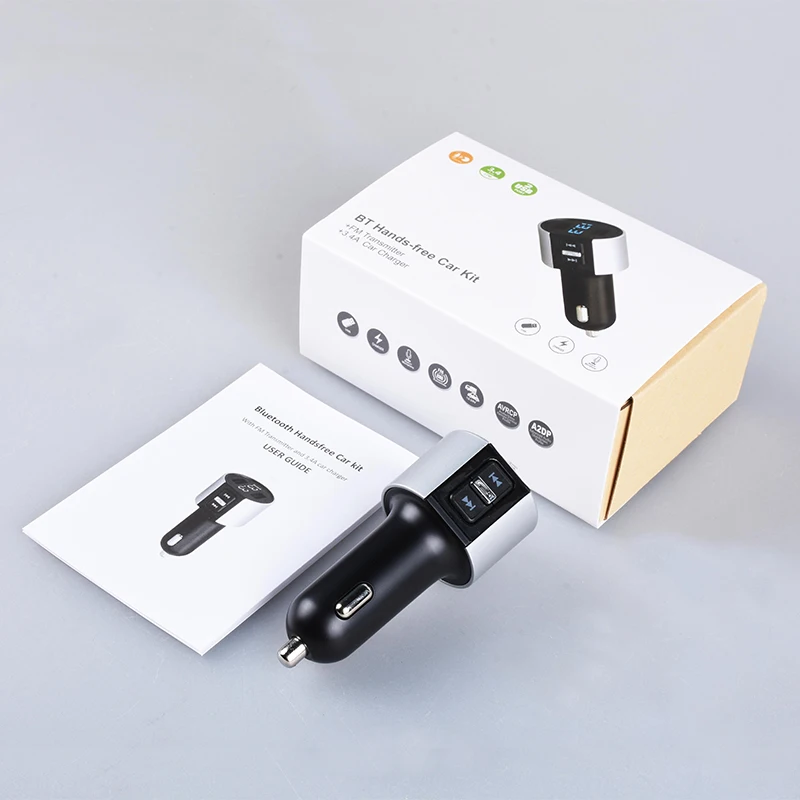 

Bluetooth FM transmitter car MP3 modulator handsfree Bluetooth Car Kit cigarette lighter dual USB Car Charger fast charging