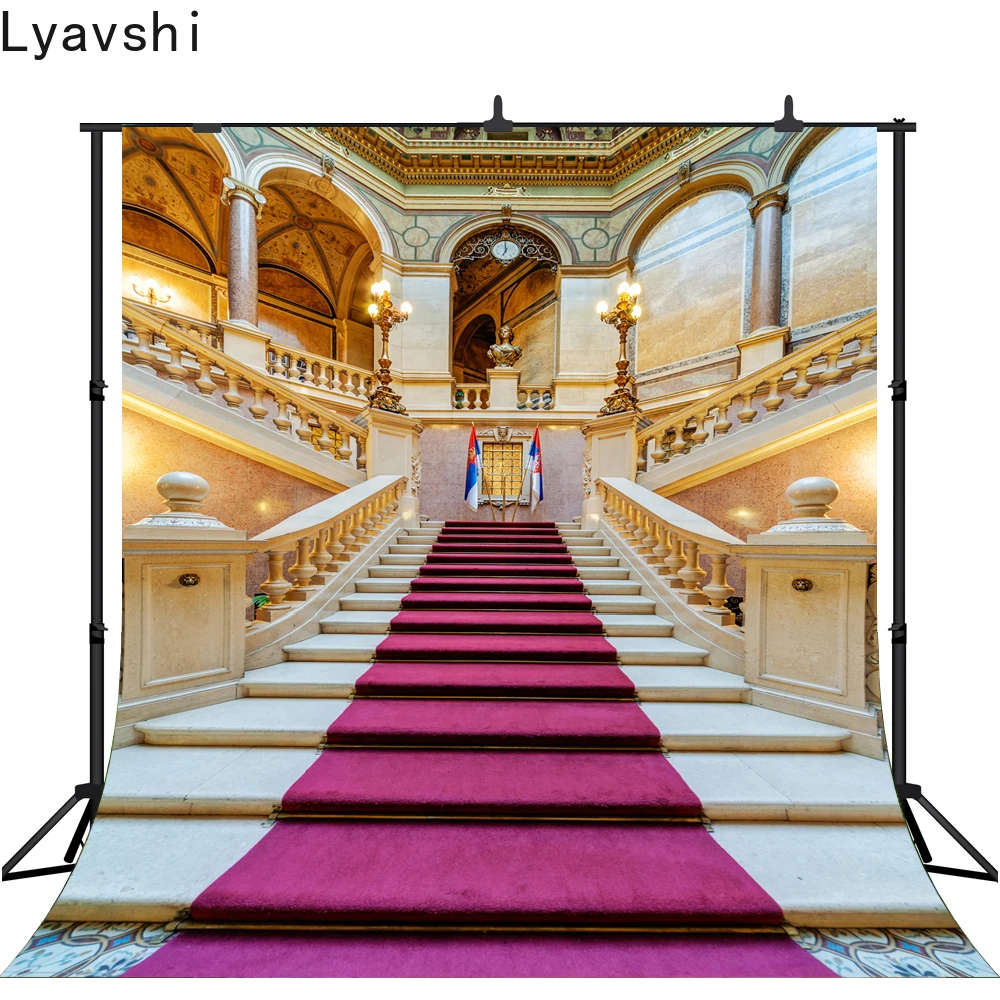 Lyavshi photography background palace red carpet vintage stair professional wedding backdrops photobooth photo studio prop | Электроника