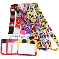 lb2551 mickey mouse minnie lanyard for keychain horizontal style id card cover passport student cell phone usb badge holder