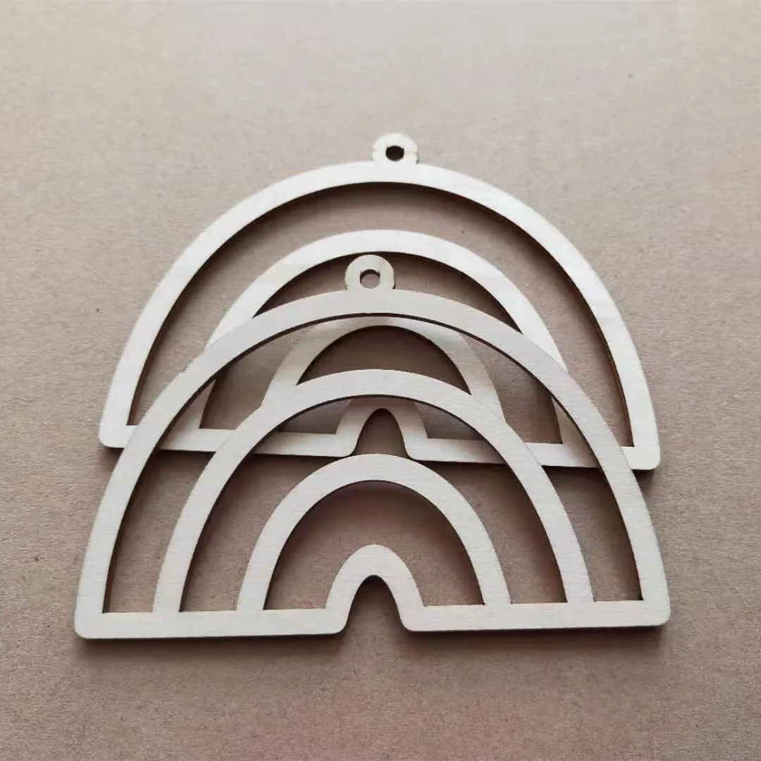 Горячая распродажа лазерная резка деревянная Радуга Незавершенное подвесное