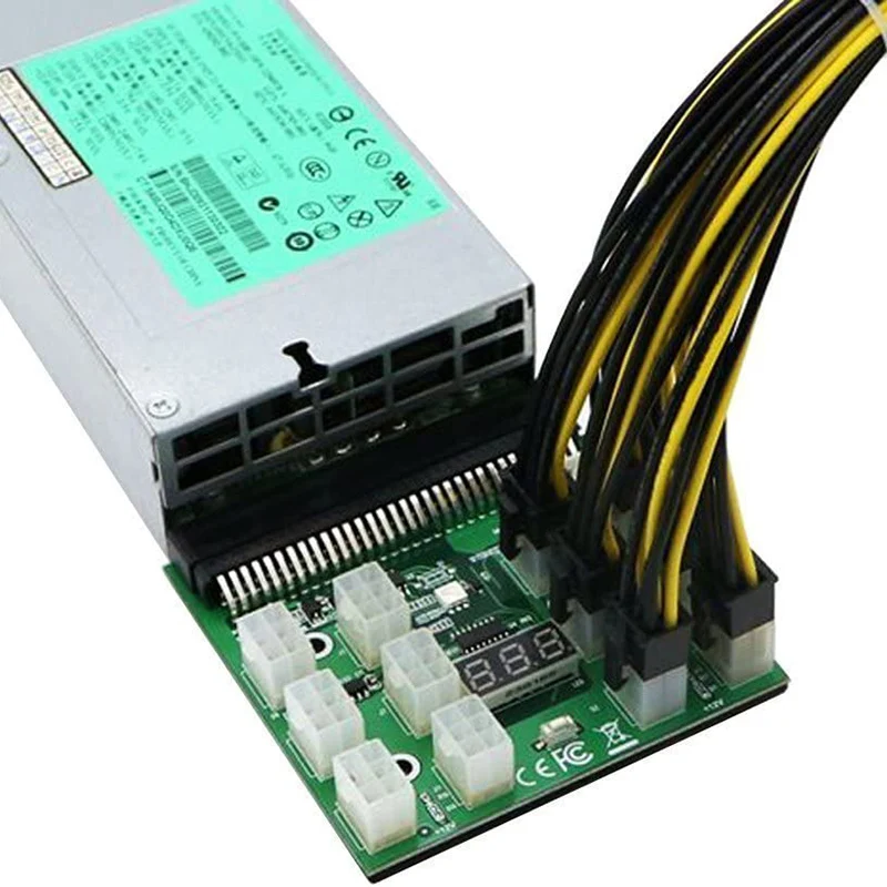 

PCI-E 12V 64Pin to 12x 6Pin Power Supply Server Adapter Breakout Board Power Conversion for 1200W 750W GPU Mining US-Dro