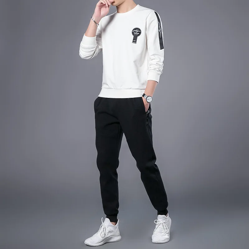 

PDD84 spring and autumn new men's leisure suit youth Korean fashion sweater men's running fitness two piece suit