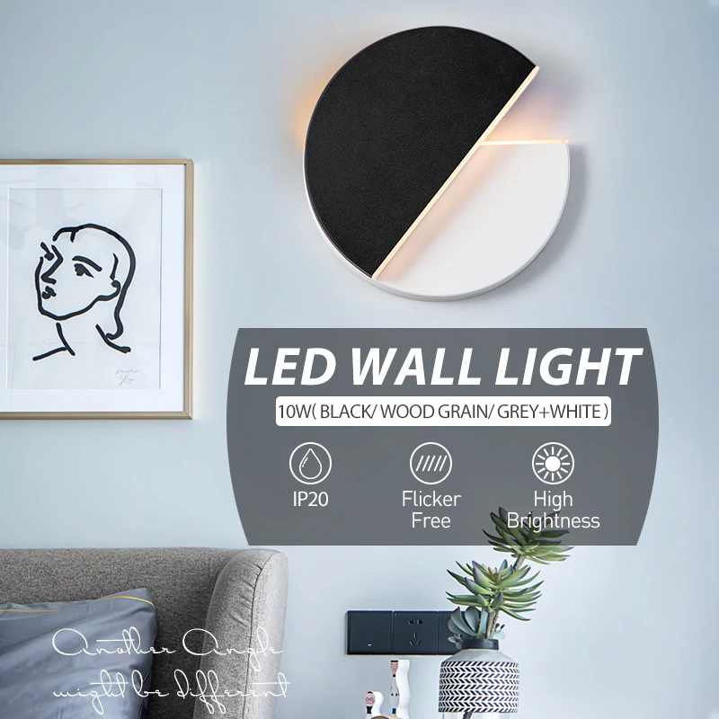 

NEW LED Wall Lamp Rotatable Adjustable Angle 10W Aluminum Indoor Wall Lights Modern Nordic Sconce Lamps For Living Room 85-265V