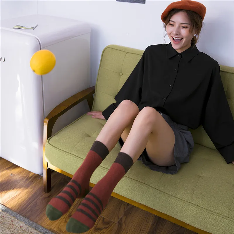 Ins/корейский стиль лоскутные цветные хлопковые полосатые носки женские