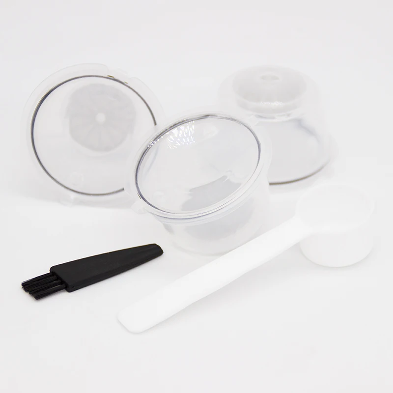

3Pcs fit for Dolce Gusto Coffee Filter Cup Reusable Coffee Capsule Filters For Nespresso With Spoon Brush Kitchen Accessories