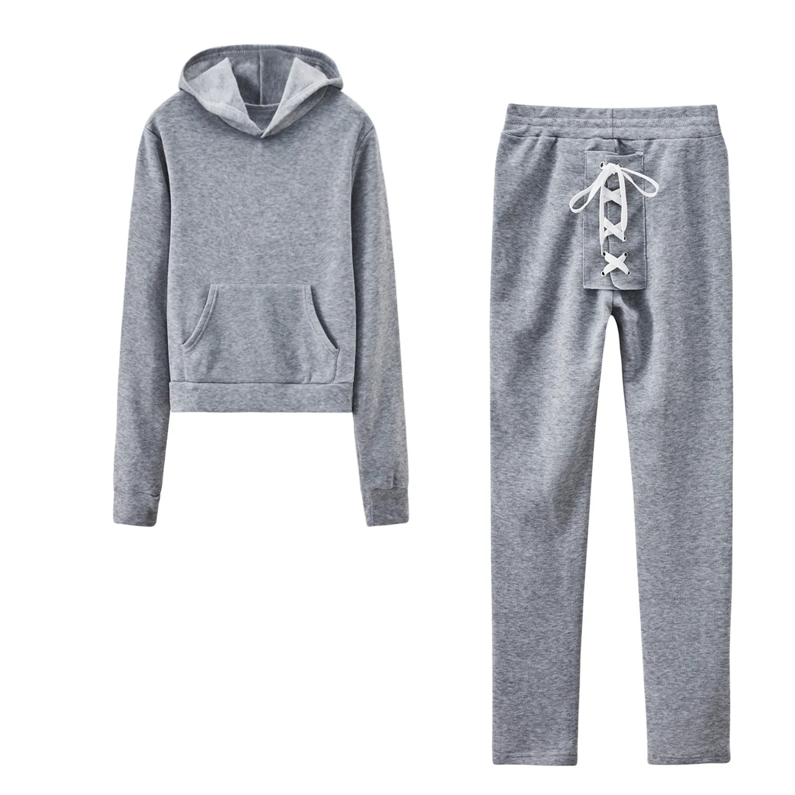 

Женский спортивный костюм с капюшоном и длинными рукавами, спортивная одежда, комплект из двух предметов, флисовые комбинированные длинные...