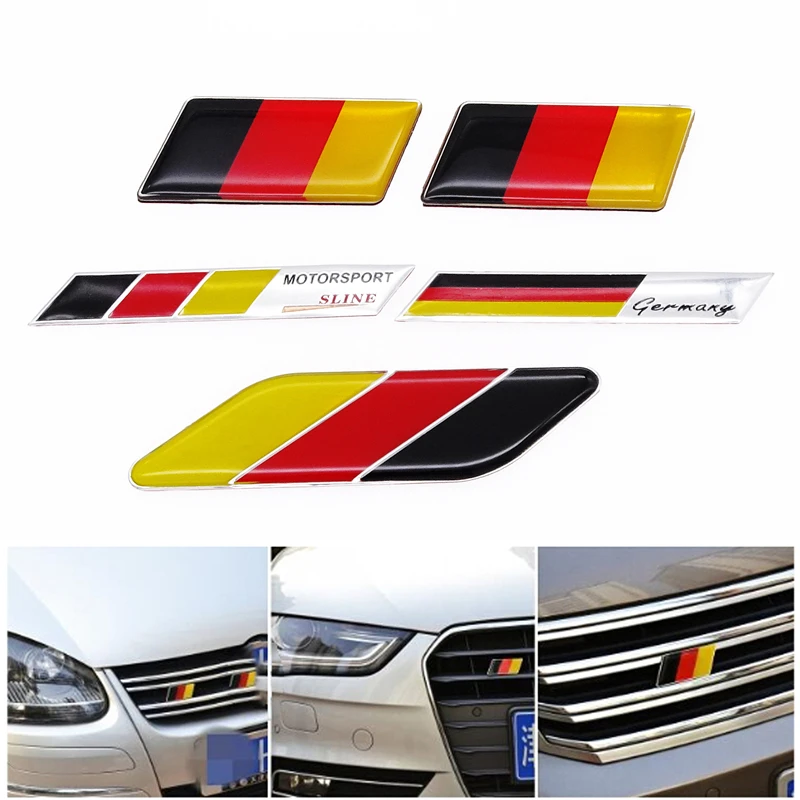 

German Flag Emblem Badge Universal Car Sticker Emblem Deutsch Bumper Front Decoration Grille Auto Decal for Benz BMW Chevrolet