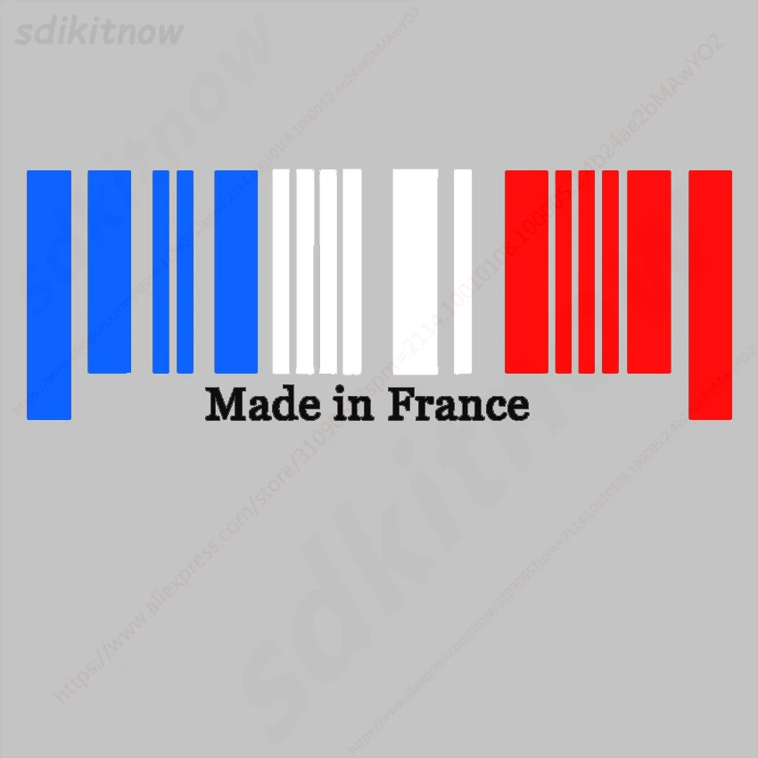 

9x25cm 1pc New Made in France Flag Bar Code Car Funny Stickers PVC Decal Styling For Peugeot Citroen Renault Bugatti DS Dacia
