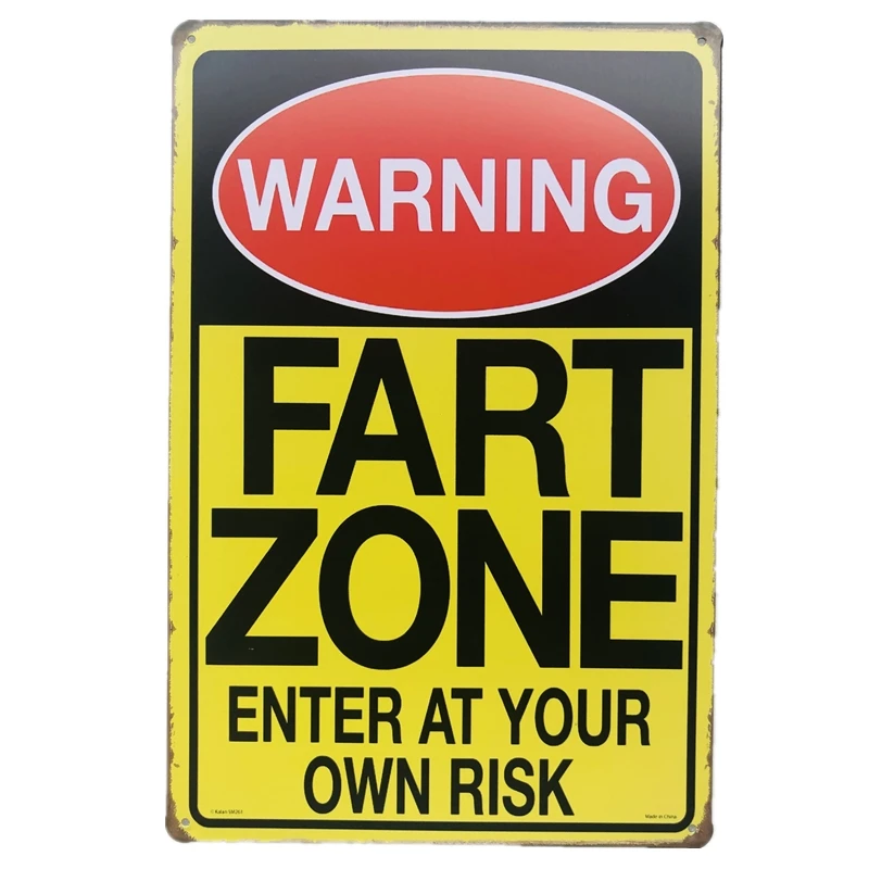 Металлическая жестяная вывеска Fart Zone лист для домашнего декора магазин паба