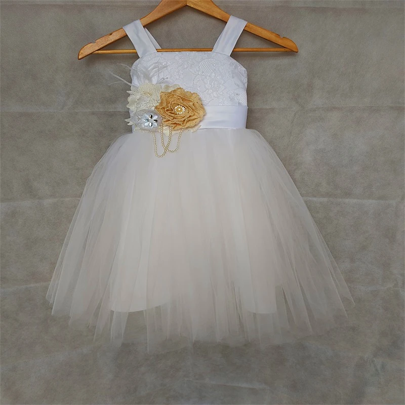 

Новинка 2023, платья для девочек с цветами на свадьбу, винтажные кружевные деревенские платья для девочек на день рождения, разноцветные фатиновые Детские платья