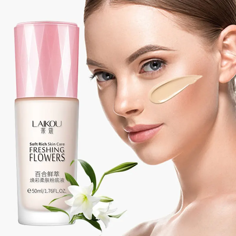 

Liquid Foundation Moisturizing Concealer Oil Control Natural Waterproof Lasting Nourish Lily Flower Extract Unisex Makeup 50ml