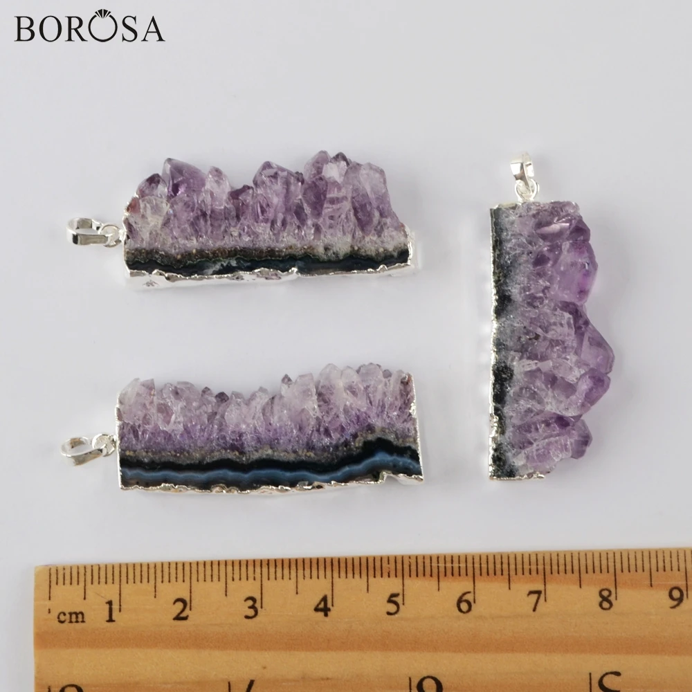 5/10 шт. подвески серебряного цвета в виде досок аметиста|Ожерелья с подвеской| |
