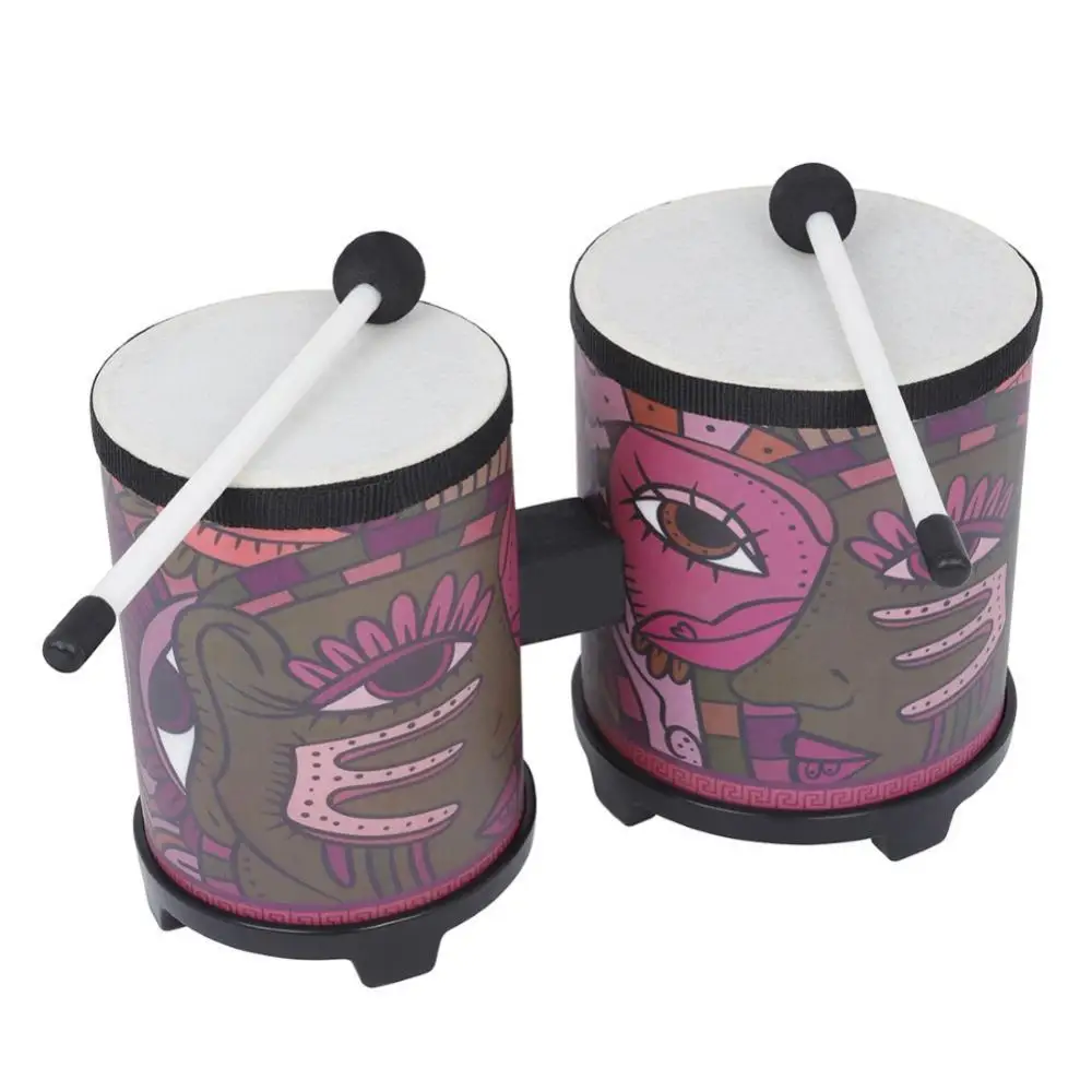 

Kid Indian Applique Wooden Bongos Drum Percussion Music Instrument Education Toy