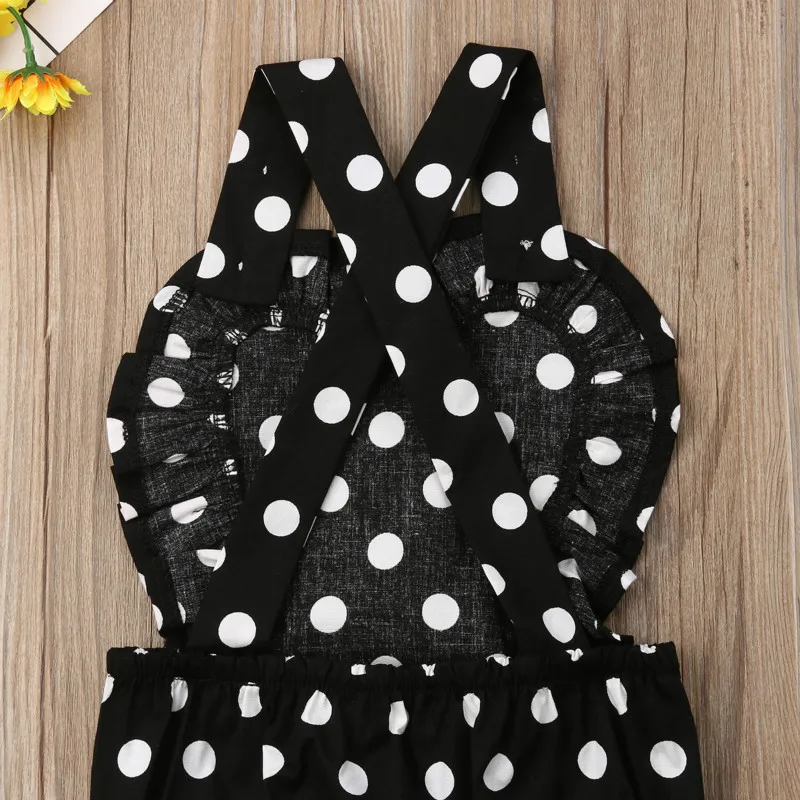 Детский комбинезон с оборками для новорожденных девочек в горошек рукавами и