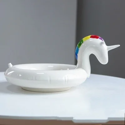 Unicorn Керамические тарелки, креативные тарелки с фламинго и посуда для фруктов, закуски, мороженого, десерта, торта, тарелки, вечерние столовые приборы - Цвет: Unicorn
