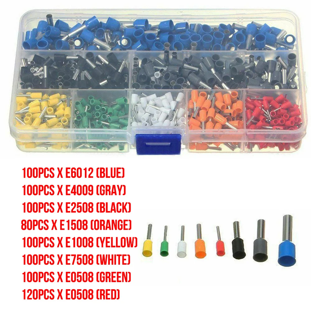 

800pcs Wire Ferrule Crimper Crimping Plier Tool Kit Wire Terminal Connector Set