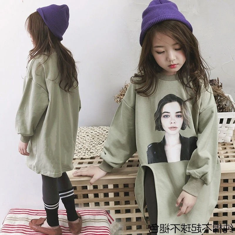 

Girls' Hoodies Sweatshirts Kids Underwear 2021 Green Plus Velvet Thicken Winter Autumn Jacket Cotton Outdoor Children's Clothing
