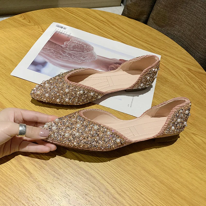 

Spring / Summer 2020 pointed toe Korean soft sequined flat shoes shoes for women ladies shoes pointed toe flats