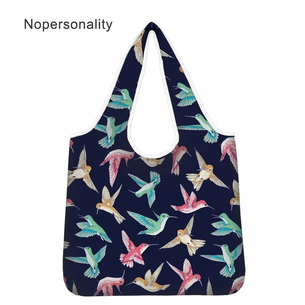 

Nopersonality Fashion Groceries Bag for Women Hummingbird Print Shoulder Shopper Bag Ladies Shopping Eco Recyclable Storage Bags