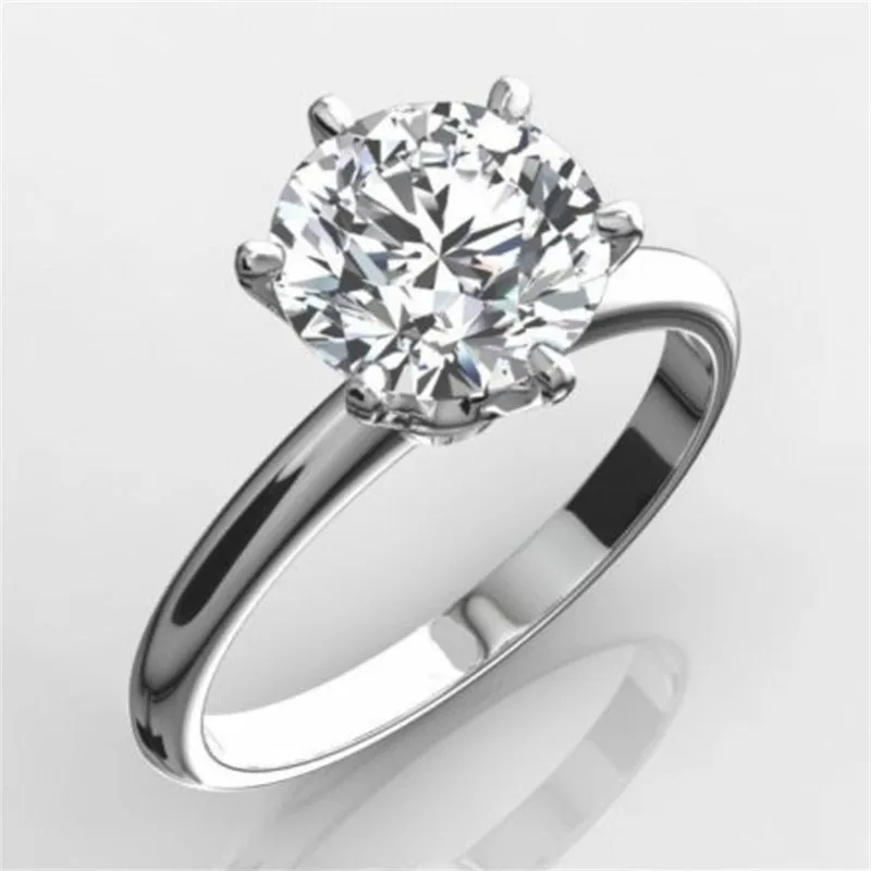 

Classic Real Solid 100% 925 Sterling Silver Ring Luxury 2Ct Round-cut SONA Diamond Wedding Jewelry Rings Engagement For Women